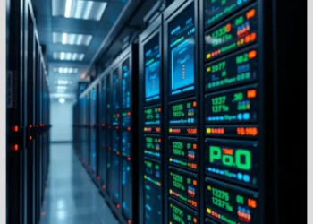 Rows of illuminated server racks and monitoring panels illustrating backup recovery solutions pros cons pricing in an enterprise data center