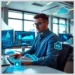 IT analyst reviews multiple analytics screens and holographic cloud icons to illustrate cloud audit lessons real world scenarios.