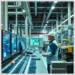 A technician in a hard hat monitors multiple control room screens and industrial equipment during a critical infrastructure audit scada industrial systems
