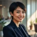 Smiling professional woman in a modern office setting representing expert interviews insights auditing.