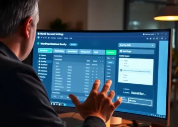 A user interacting with a WordPress Database Security dashboard as part of a guide auditing wordpress database security settings.