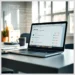 Laptop on a desk showing an audit update dashboard to illustrate how audit wordpress outdated plugins themes.