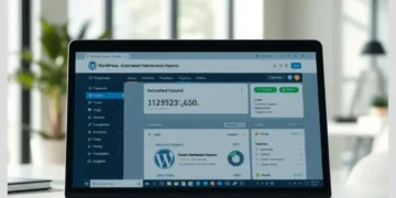 Laptop screen showing WordPress dashboard