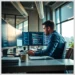 Developer at a multi-monitor workstation doing a code review and testing demonstrating how perform wordpress audit plugin vulnerability disclosure.