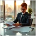 Business professional in a suit and glasses reviewing audit paperwork at a desk with a city skyline, showing how prepare compliance audit practical guide.