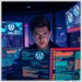 How to set up alerting for suspicious WordPress admin activity 9 A focused operator surrounded by monitors displaying WordPress dashboards and code illustrating how set alerting suspicious wordpress admin activity.