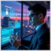 Professional in a suit examining a holographic security dashboard with padlock icons and access panels during a password policy audit strengthening access controls.