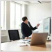 Retesting Exercises After Remediation: Best Practices 6 A suited professional reviewing documents at a desk with a laptop and a chart on screen, illustrating retesting exercises remediation best practices.