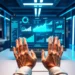 Hands interacting with a desktop audit dashboard displaying charts and graphs for soar tools automated audits.