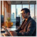 Developer at laptop with floating code windows in a city office source code audit lessons real projects