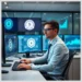 Analyst at multi-monitor security workstation reviewing certification badges and performance charts, top certifications junior auditors 2025