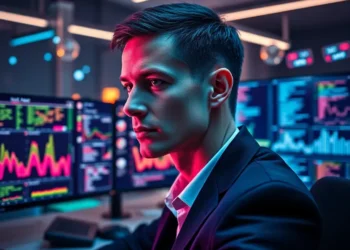 Focused security analyst at a multi-monitor workstation analyzing colorful charts and scanner dashboards in a dimly lit operations room, Vulnerability scanning tools full comparison guide — security analyst reviewing scanner dashboards.