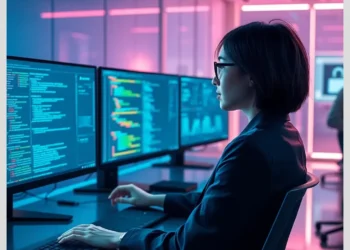 Security engineer at a multi-monitor workstation conducting Web application auditing owasp top 10 explained – multi-monitor code review for secure apps.